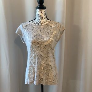 NWT The Limited Cap Sleeve Lace Shirt